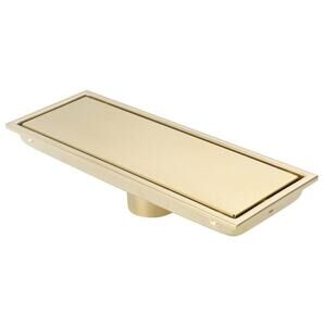 Linear Shower Drain Pipe 12 Inches Brushed Gold, with Tile Insert Grille, Detach